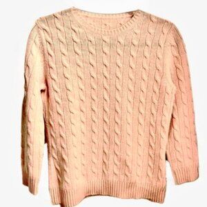 Vineyard Vines 100% Pale Coral Cashmere Cable Knit Sweater Womens M Crewneck EUC
